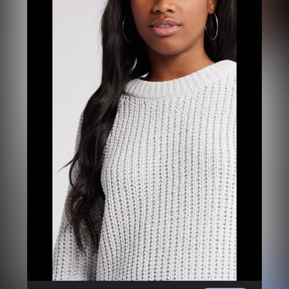BP White Textured Knit Sweater (slightly cropped)
